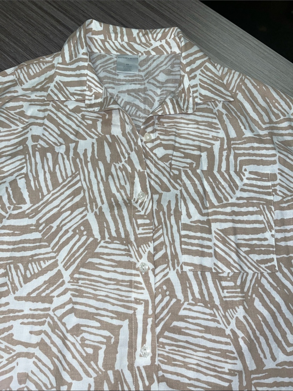 Nottibianche Tan & White Abstract Print Button-Up Shirt Sz M